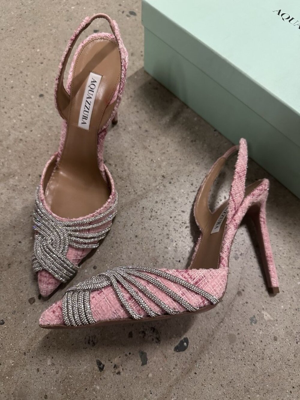 Aquazzura Gatsby 105 Slingback Pump Heels Macaron Pink - Picture 5 of 8